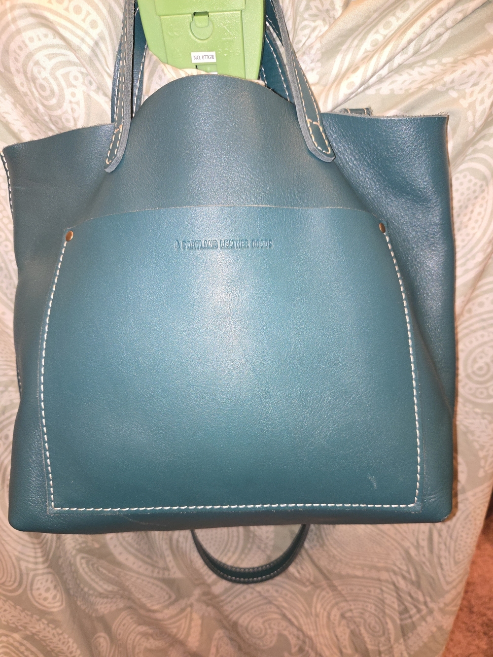Portland Leather Teal Crossbody Medium Tote Bag. Like New. - Picture 14 of 14